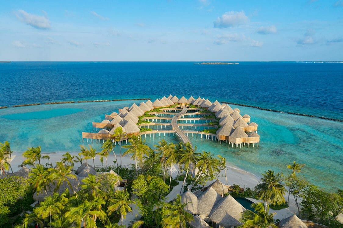 Birds Eye View of Luxury Resort in Maldives 