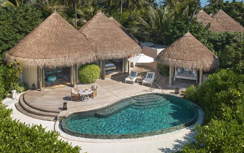 Exterior of the a beach houses at The Nautilus Maldives