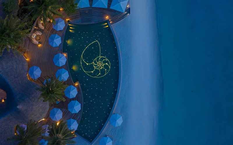 Top View of Naiboli Pool Bar at the Nautilus Maldives