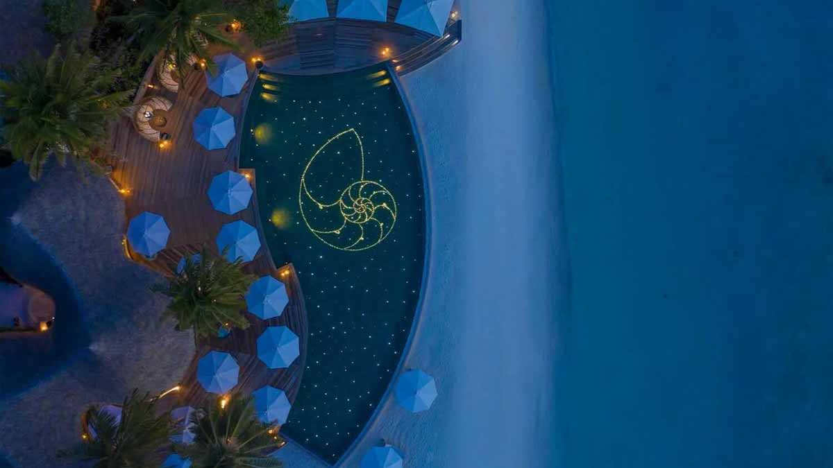 Top View of Naiboli Pool Bar at the Nautilus Maldives