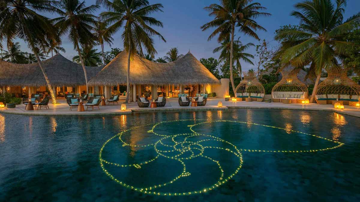 Front View of Naiboli Pool Bar at the Nautilus Maldives