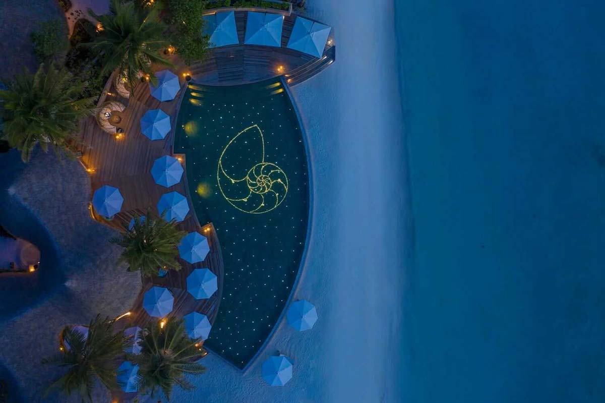 Top View of Naiboli Pool Bar at the Nautilus Maldives