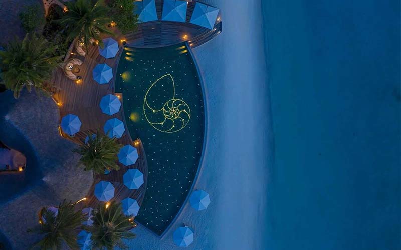 Top View of Naiboli Pool Bar at the Nautilus Maldives