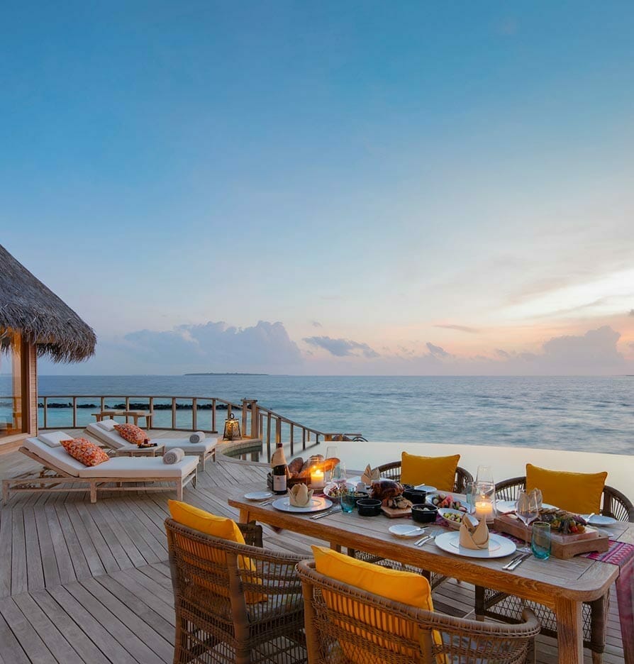 Dining set up at the privacy of the Nautilus Retreat