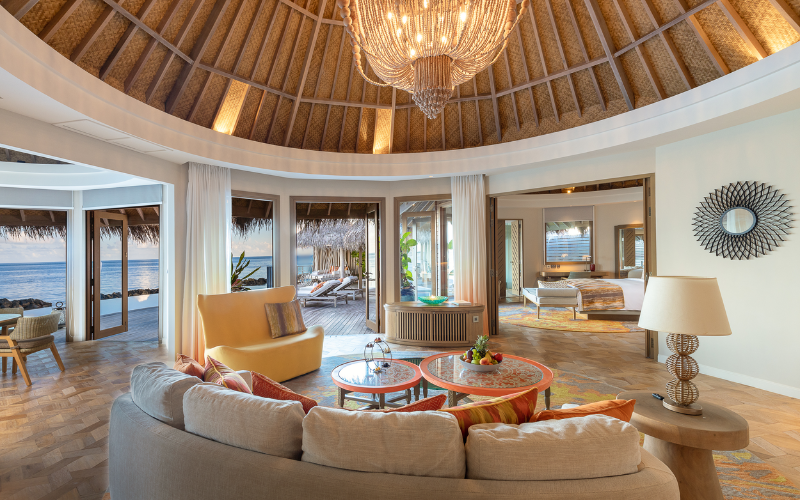 Living area of the ocean residence of the Nautilus Maldives