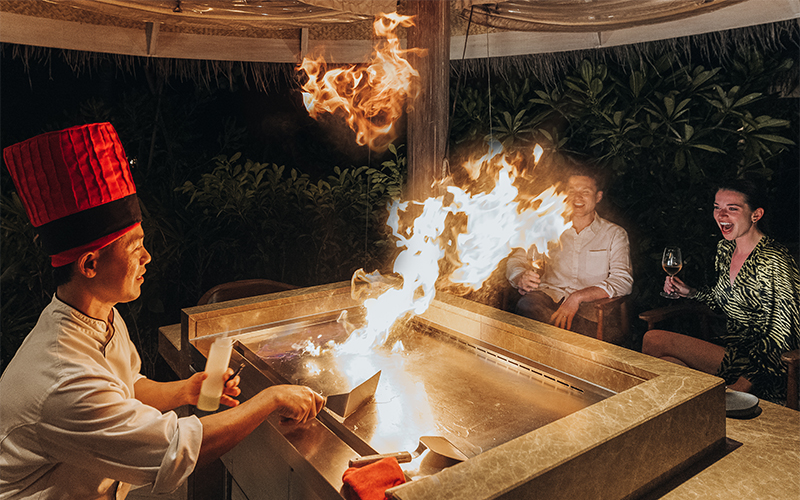 Gourmet teppanyaki at The Nautilus Maldives