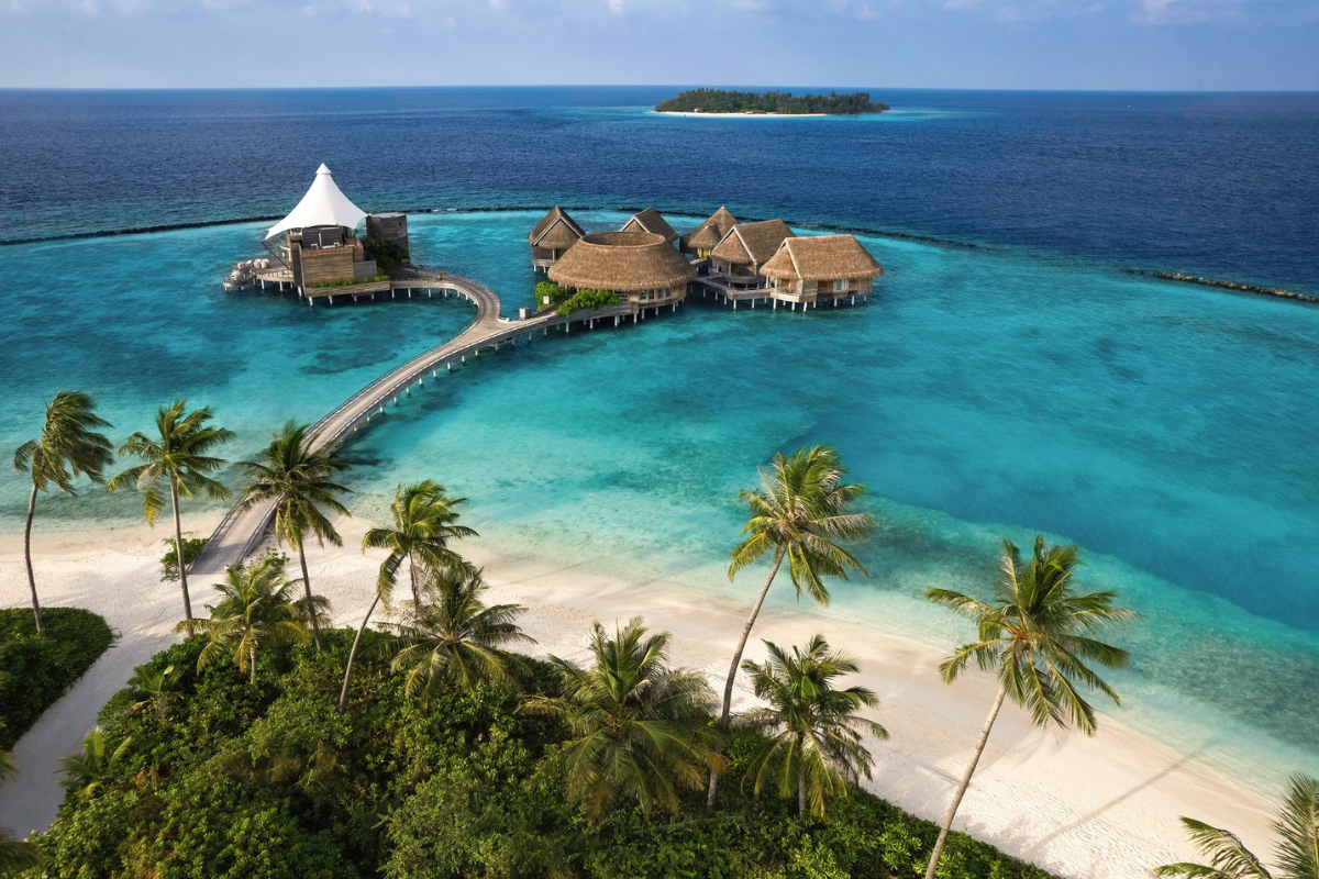 Aerial view of the Solasta Spa and Zeytoun Restaurant at Nautilus Maldives