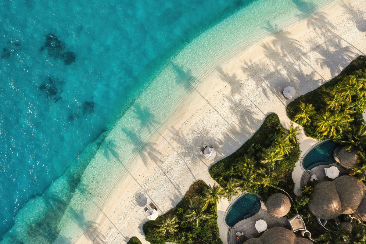 An aerial of the beach houses at The Nautilus Maldives