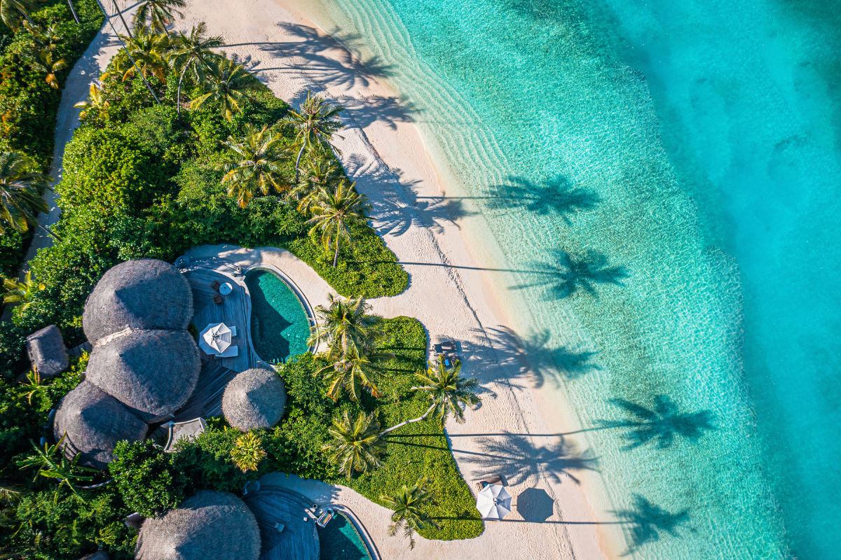 An aerial of the beach houses at The Nautilus Maldives