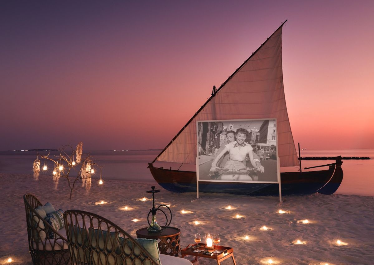 Private movie screening experience at The Nautilus Maldives at sunset