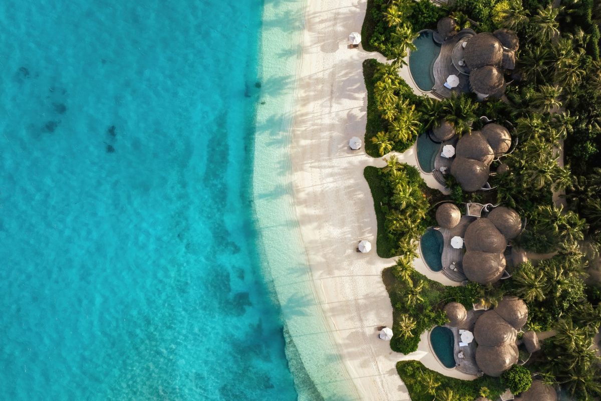 An aerial of the beach houses at The Nautilus Maldives