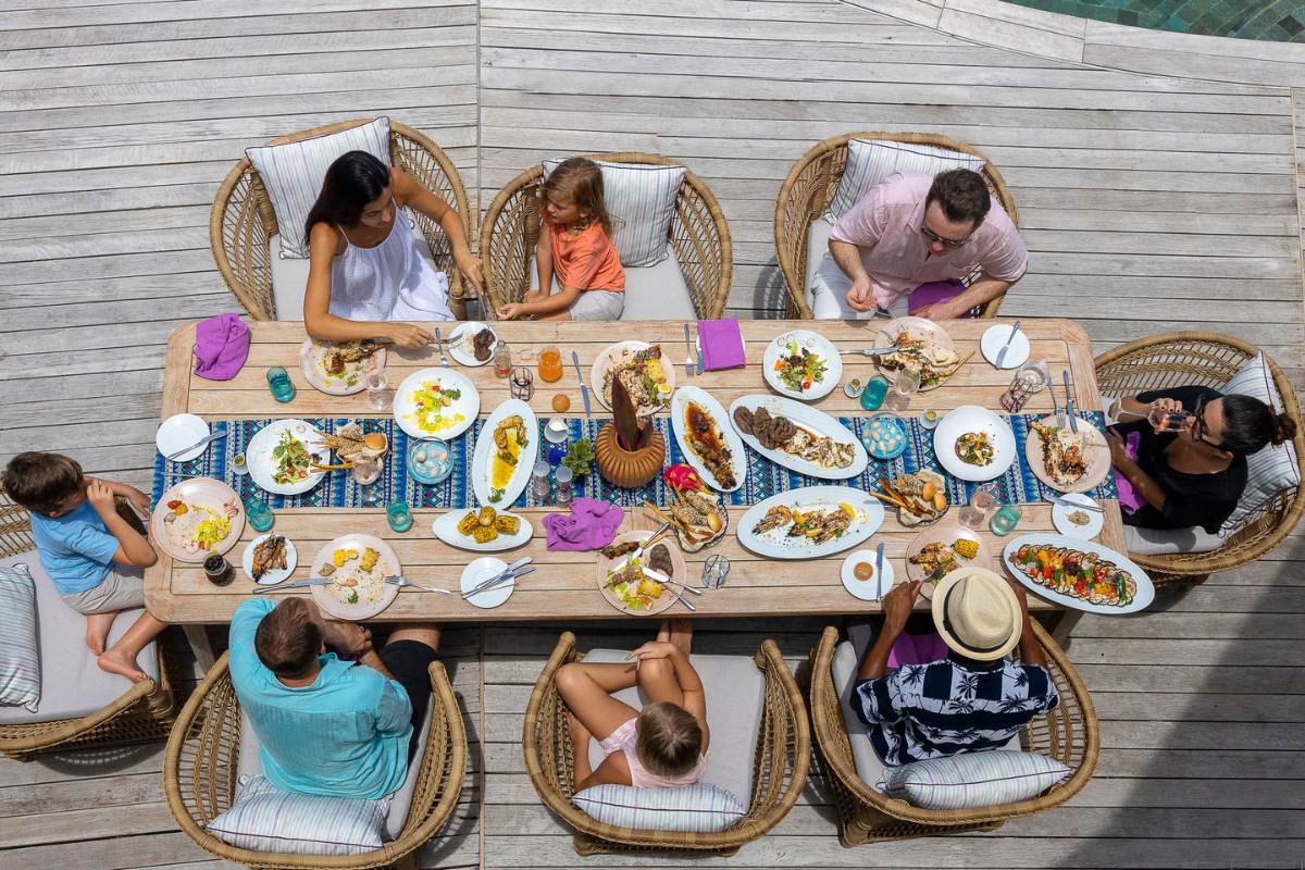 Gourmet private family dining at The Nautilus Maldives