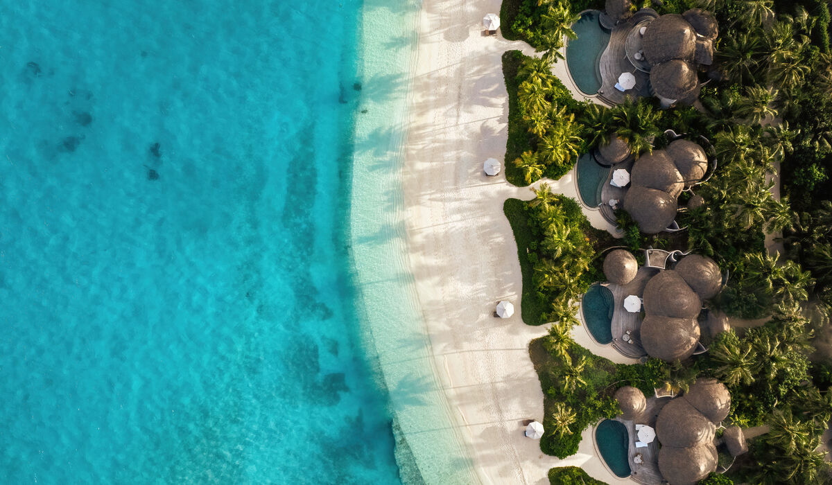 An aerial of the beach houses at The Nautilus Maldives
