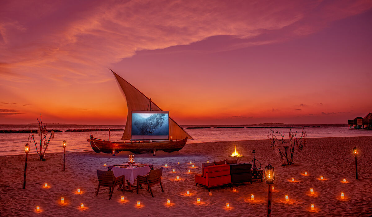 Private movie screening experience at The Nautilus Maldives at sunset