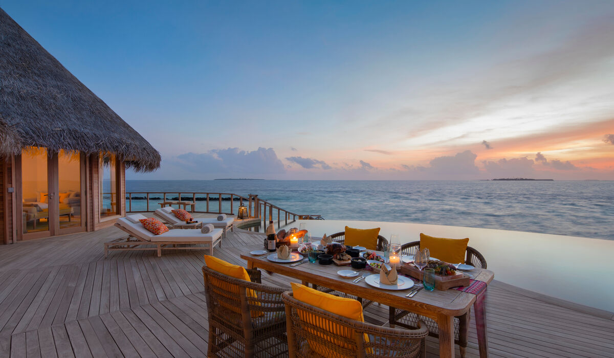 Dining set up at the privacy of the luxurious Nautilus Retreat