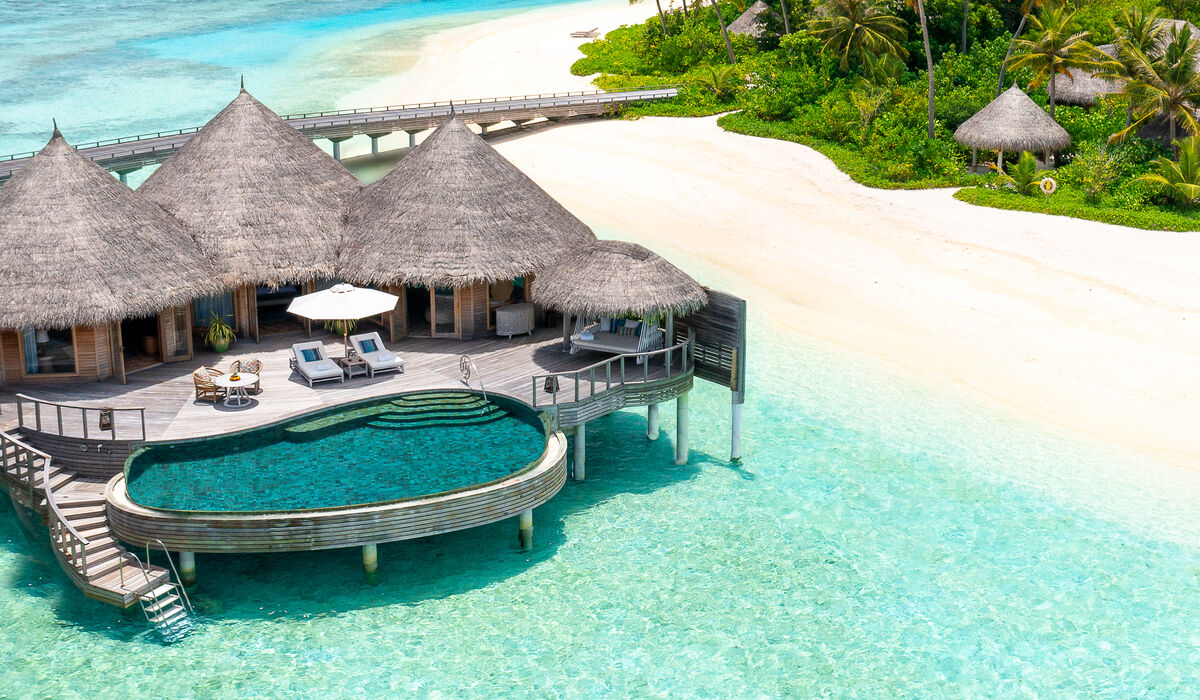 Aerial of an ocean house at The Nautilus Maldives