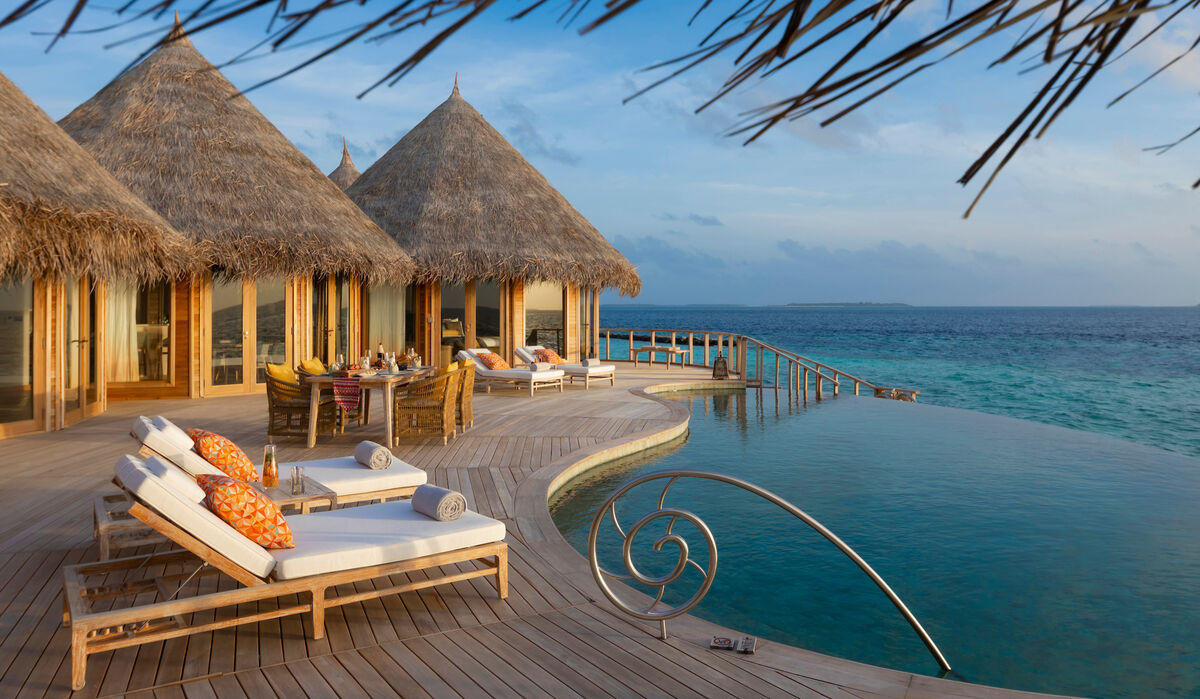 Private deck of an ocean house at The Nautilus Maldives