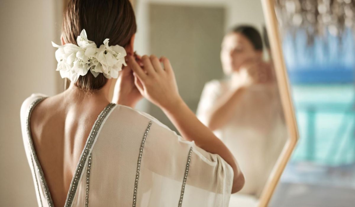 A bride getting ready at her house at The Nautilus Maldives
